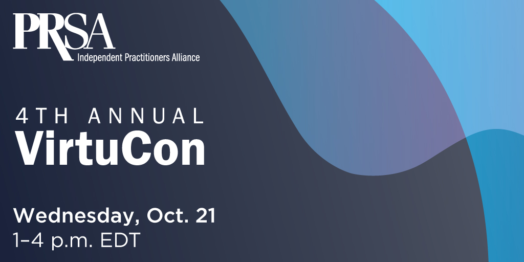 Independent Public Relations Pros and Future “Indies”  Welcome at 2020 VirtuCon Next week   1:00-4:00 p.m. Eastern, Wednesday, October 21
